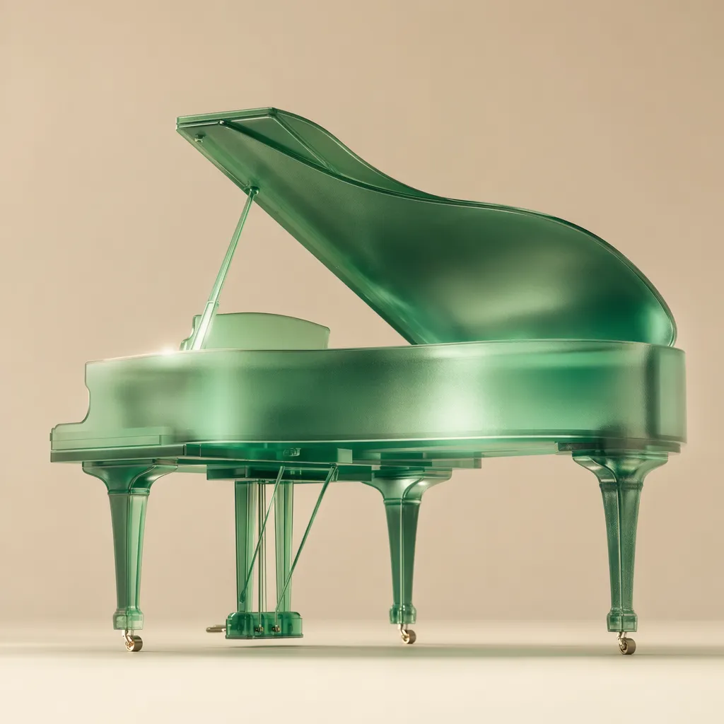 Translucent emerald resin grand piano render generated with ChatGPT Images 2.0