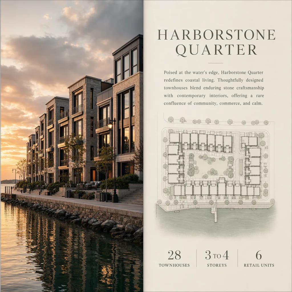 Waterfront real estate brochure spread generated with ChatGPT Images 2.0