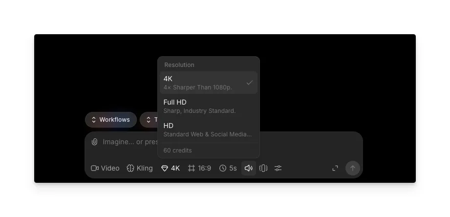 Setting the output resolution to 4K in Morphic's video settings