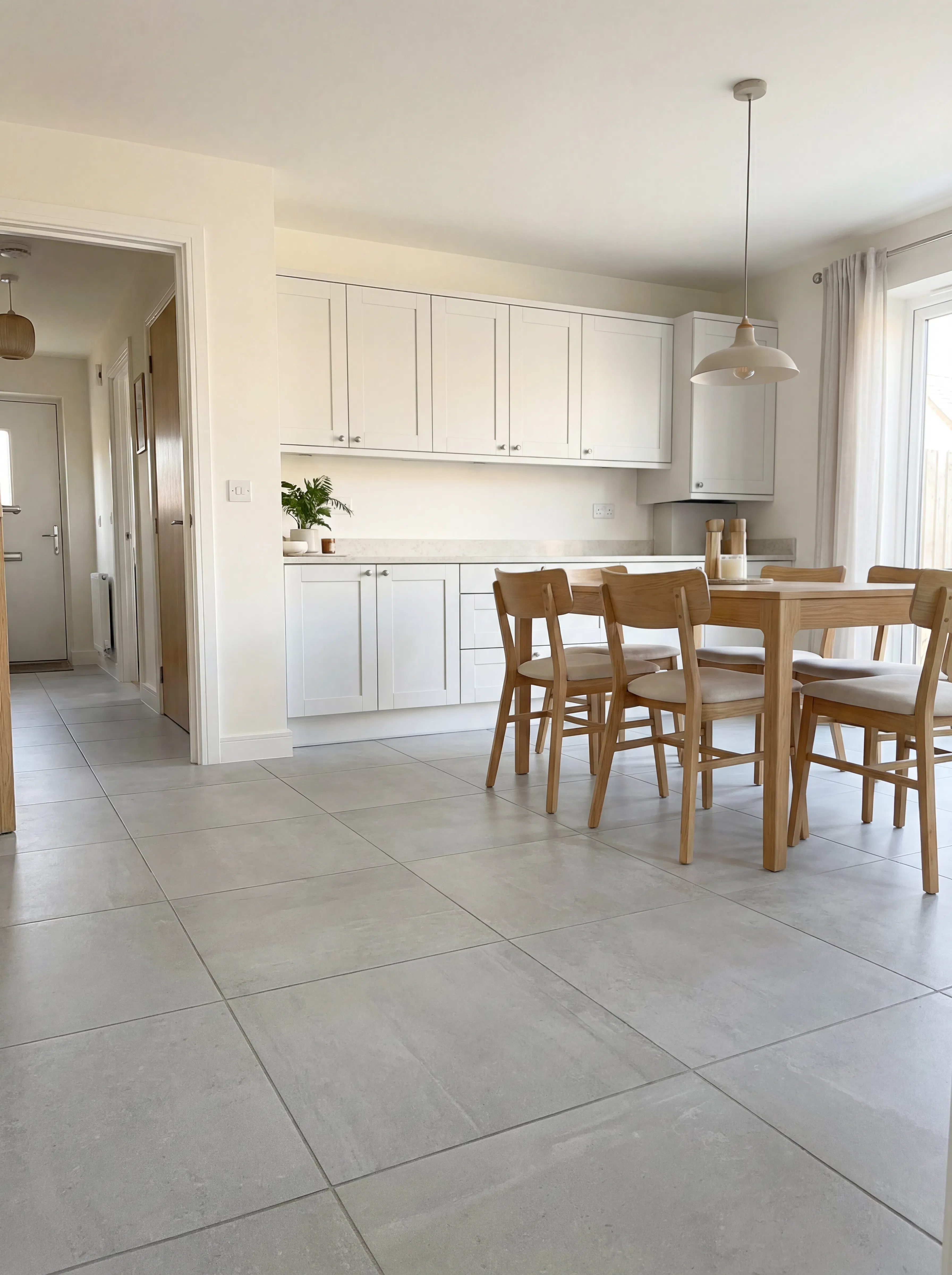 Photorealistic kitchen render generated from floor plan
