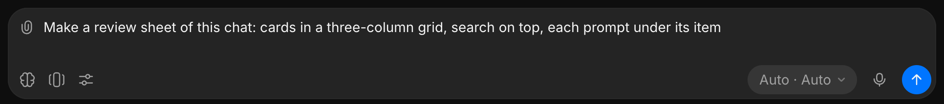 The Copilot message box with a layout prompt typed in