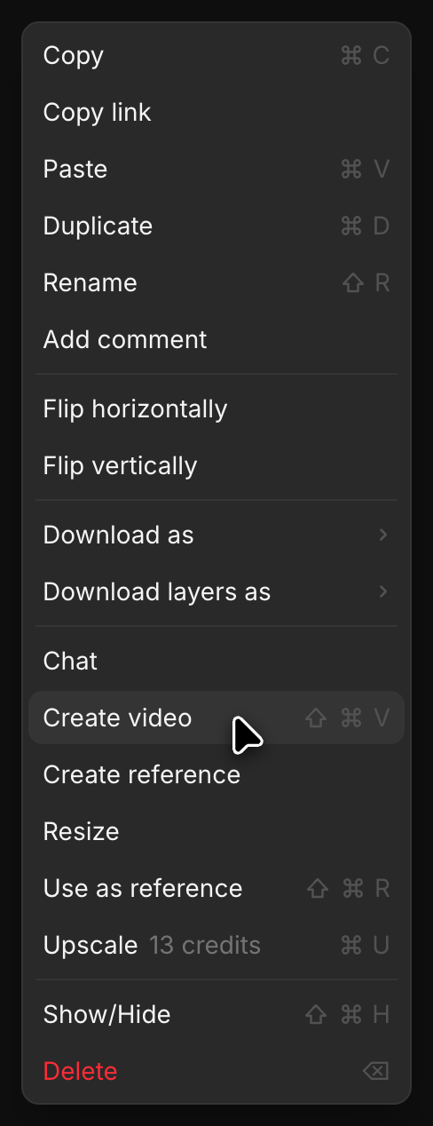The photo's right-click menu with Create video highlighted