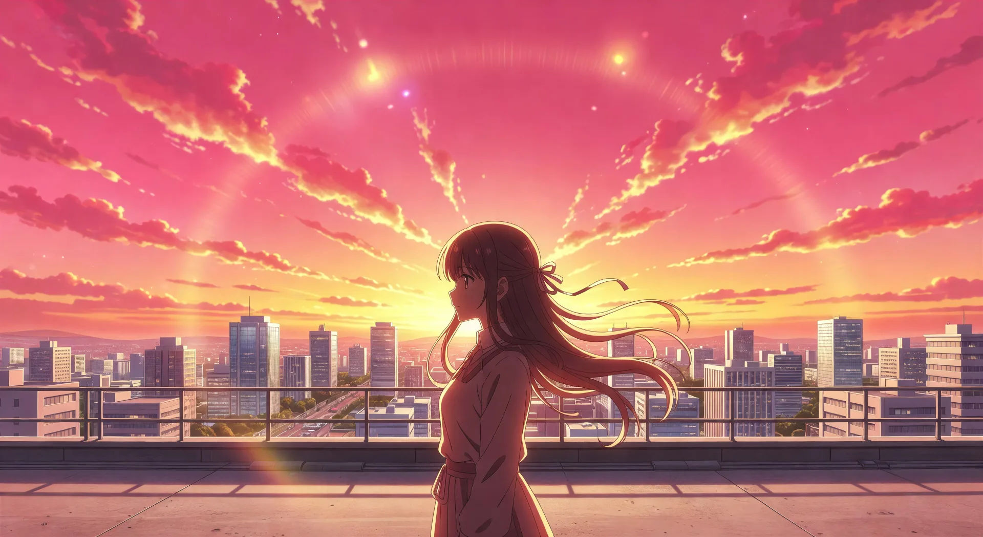 Rooftop key visual at sunset