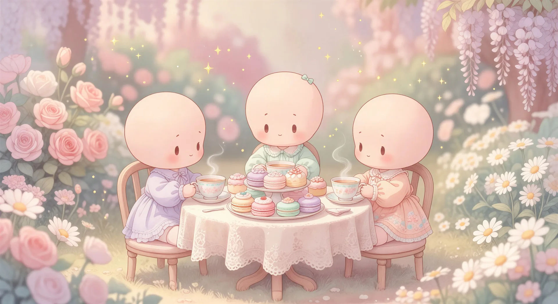 Chibi tea-party tableau