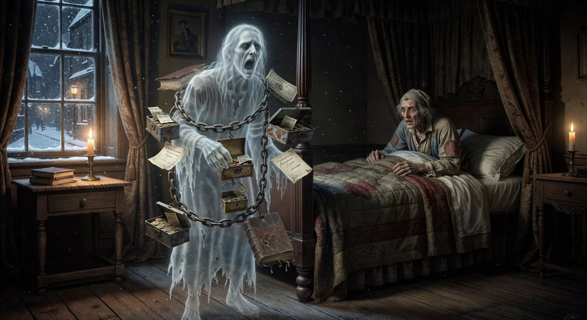 Marley's ghost in chains