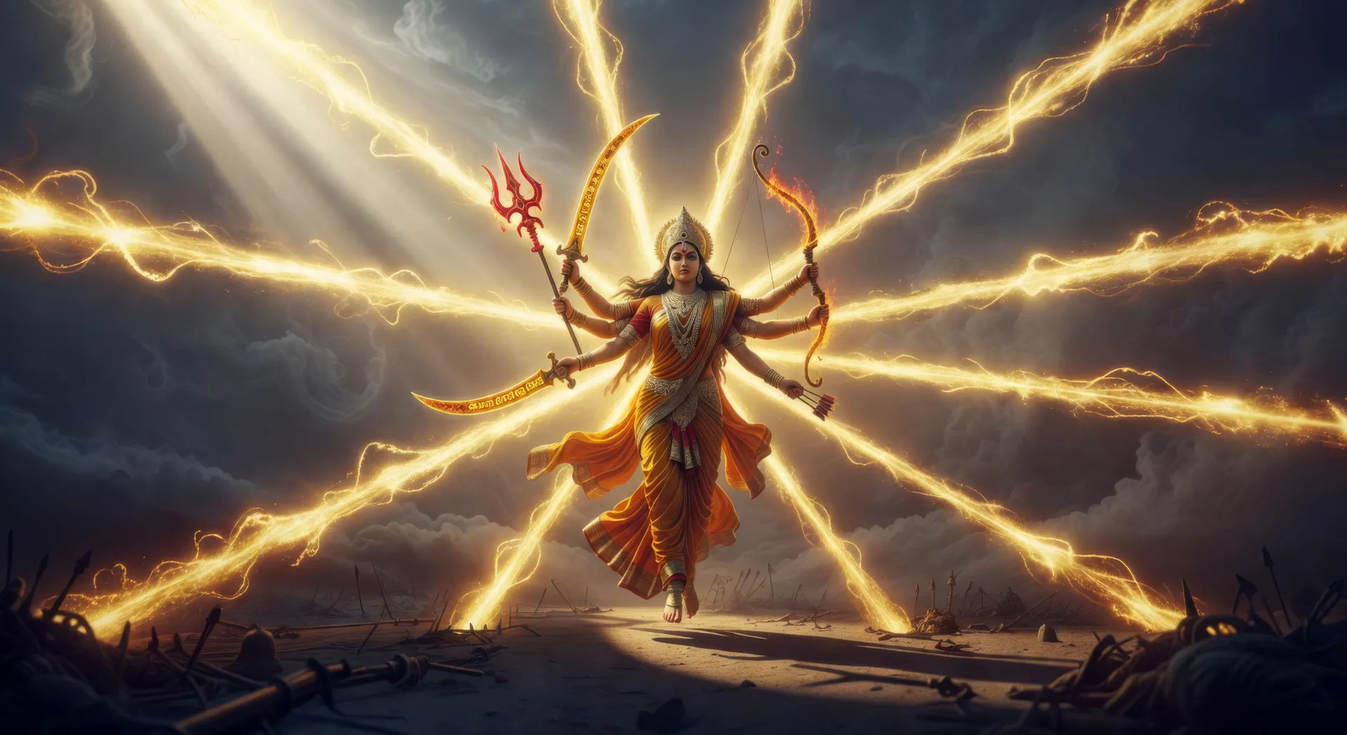 The birth of Durga from divine light