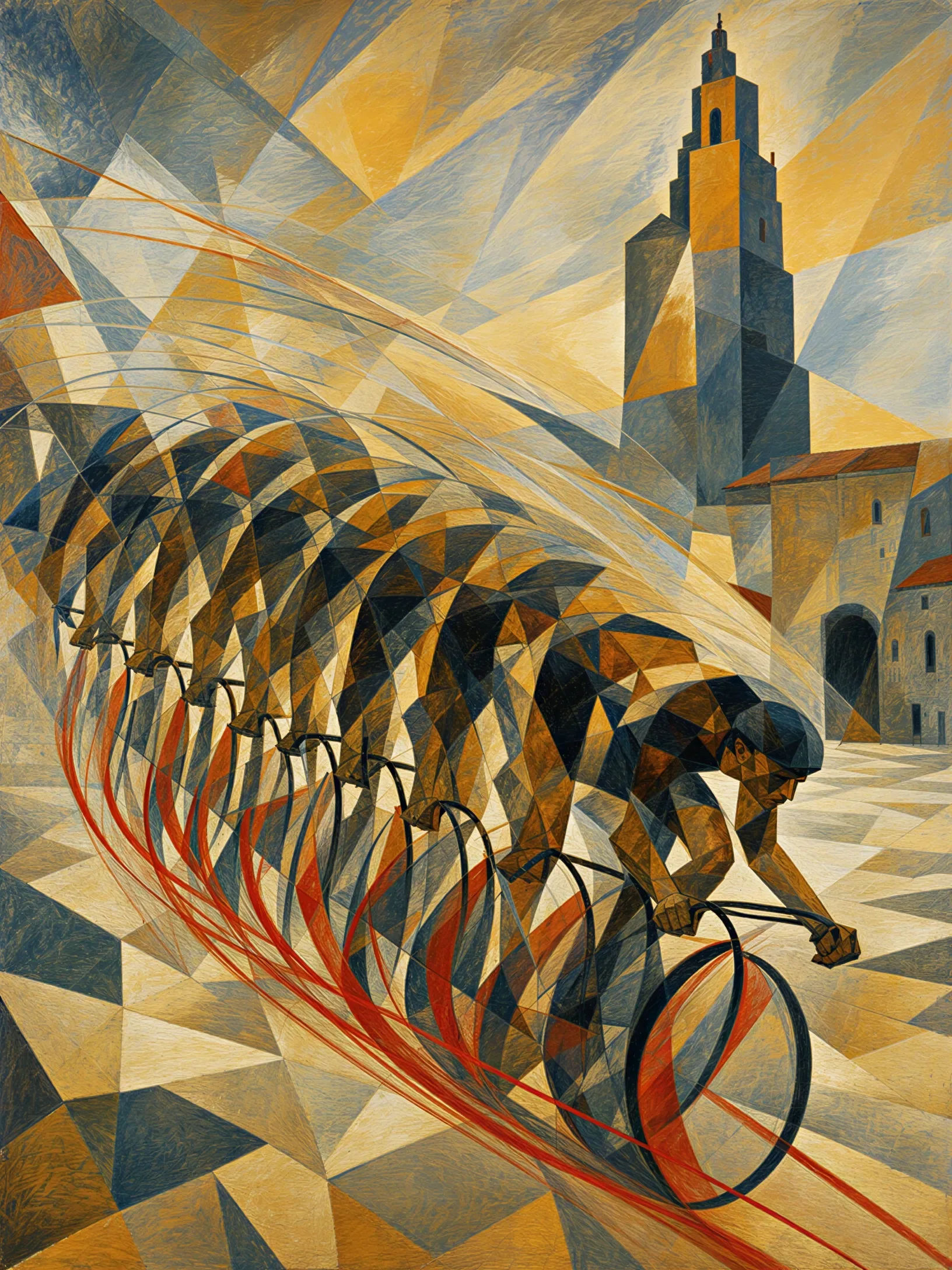 Cyclist crossing the piazza