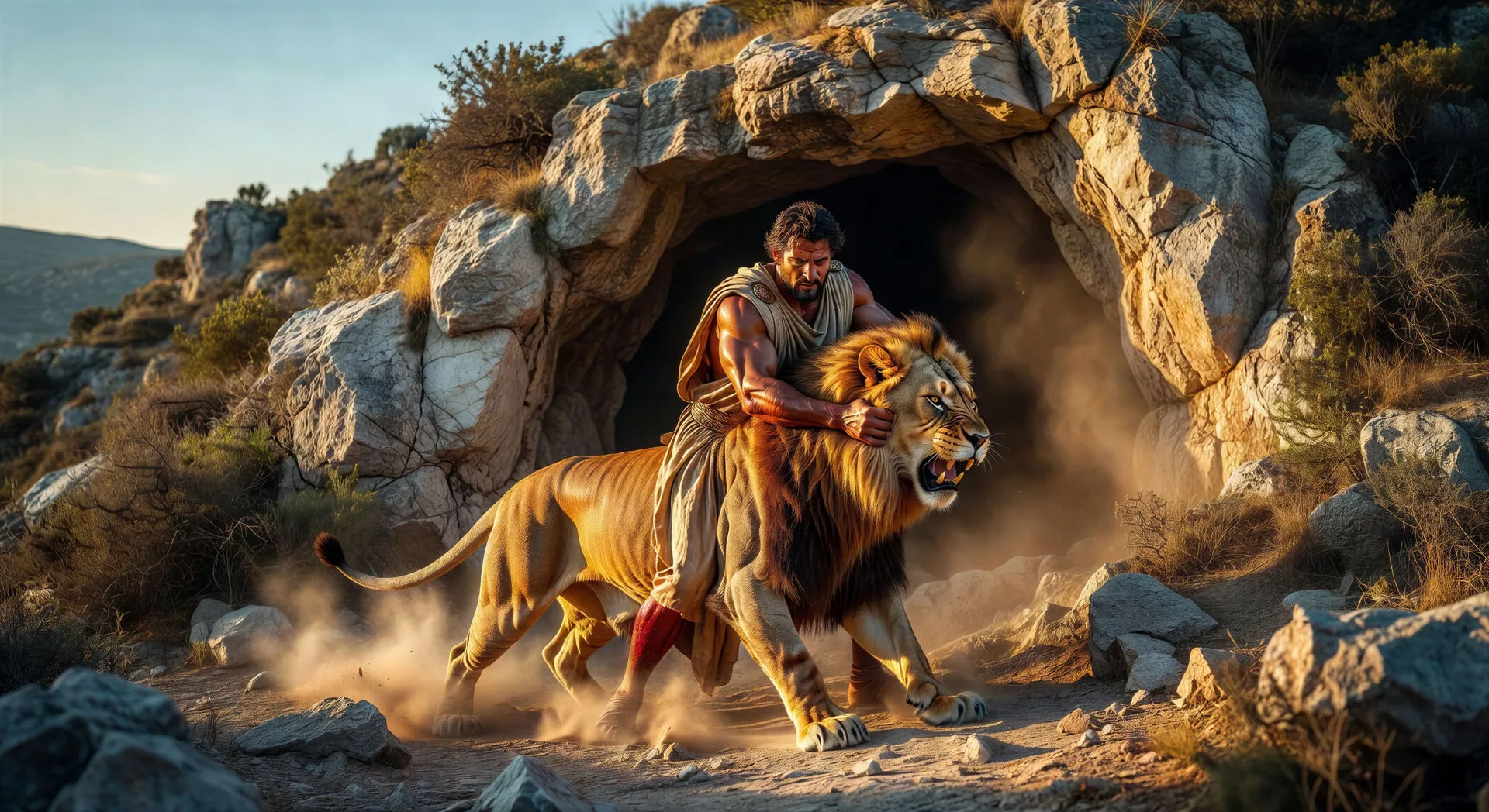 Hercules wrestles the Nemean Lion