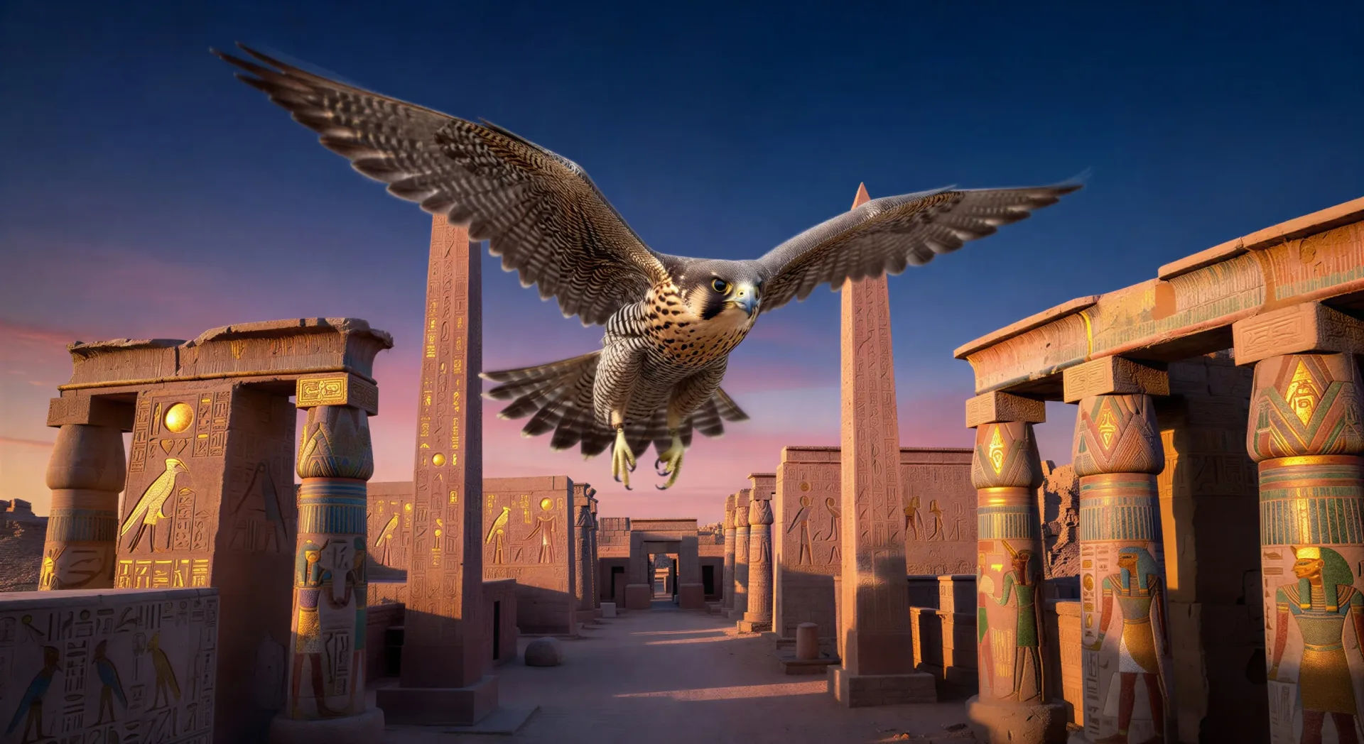 Horus as falcon over Karnak