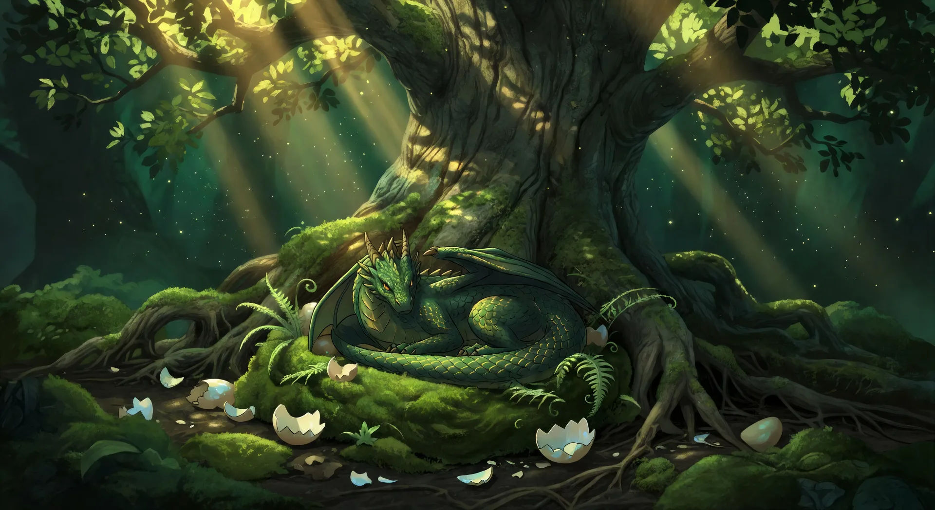 Forest dragon nest still life