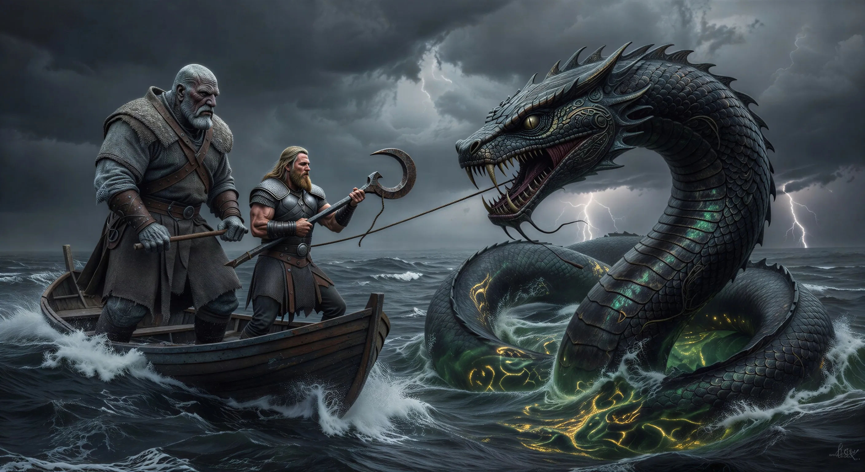 Thor hooks the serpent