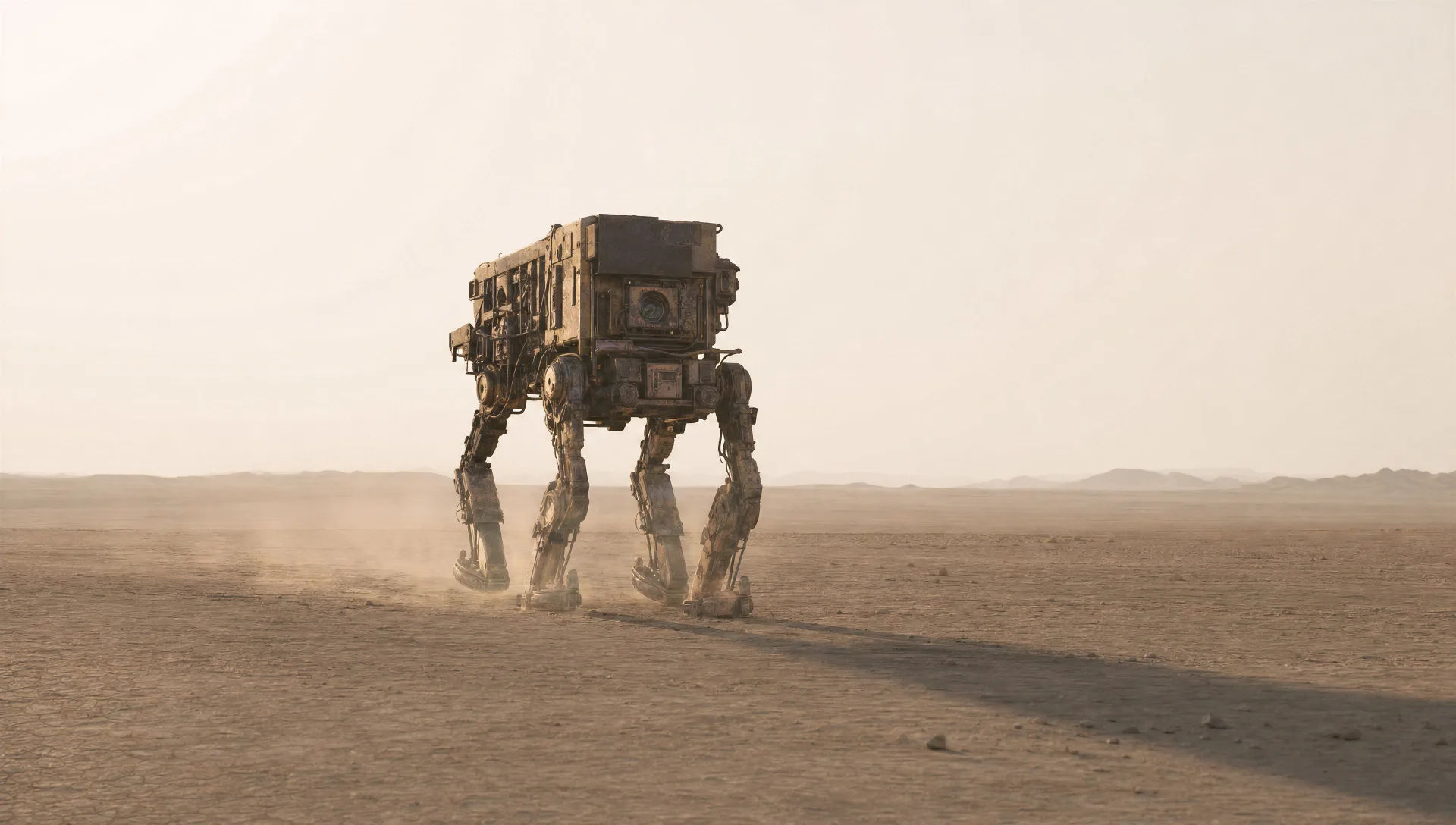 A lone robot in the wasteland